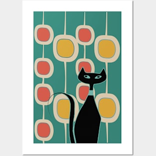 Black Cat Retro Style Posters and Art